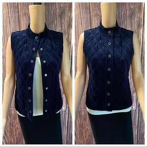 Liz & Co size small corduroy velvet navy blue quilted vintage look boho